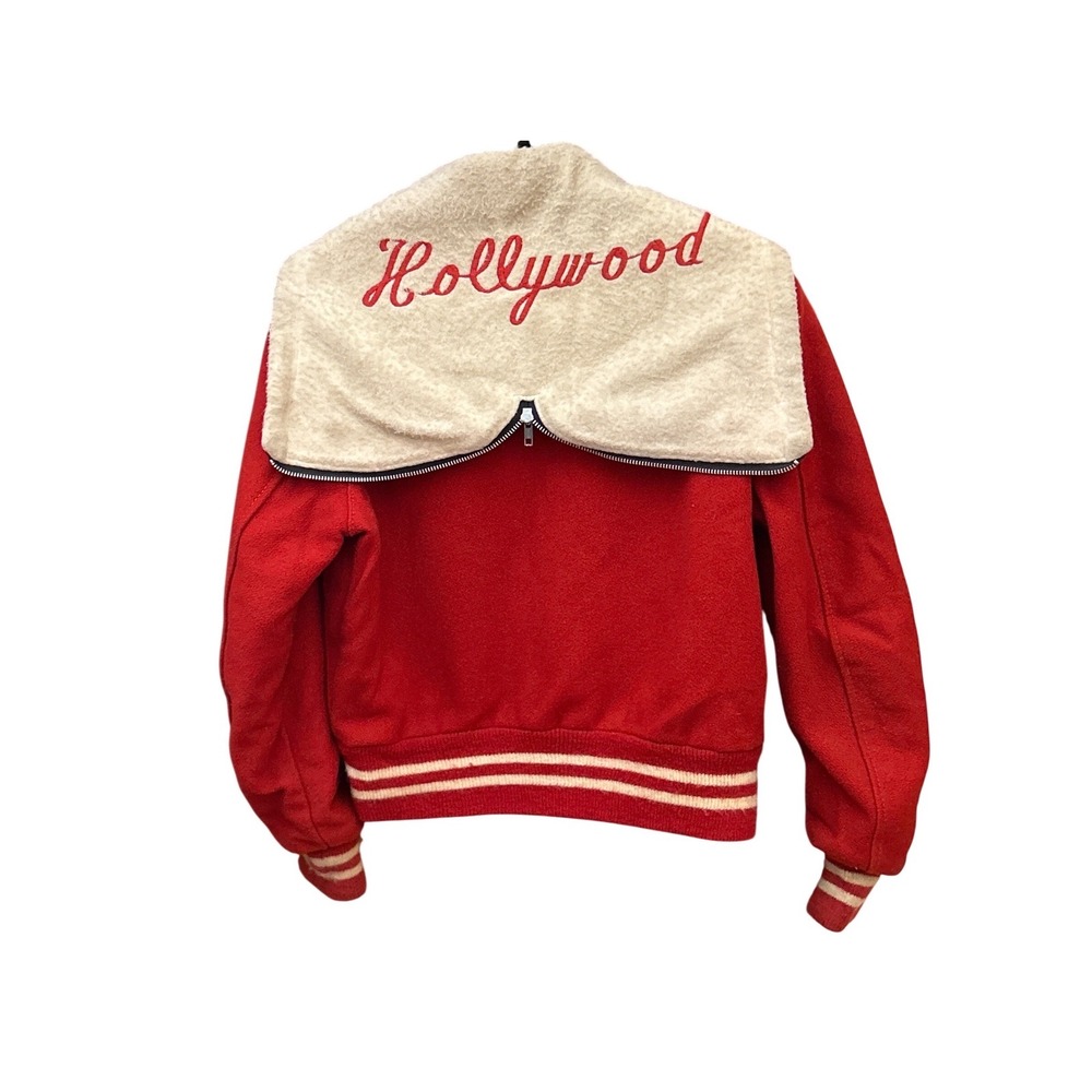 Vintage DeLONG Varsity Jacket Red Wool Renee Hollywood High USA Rare Americana